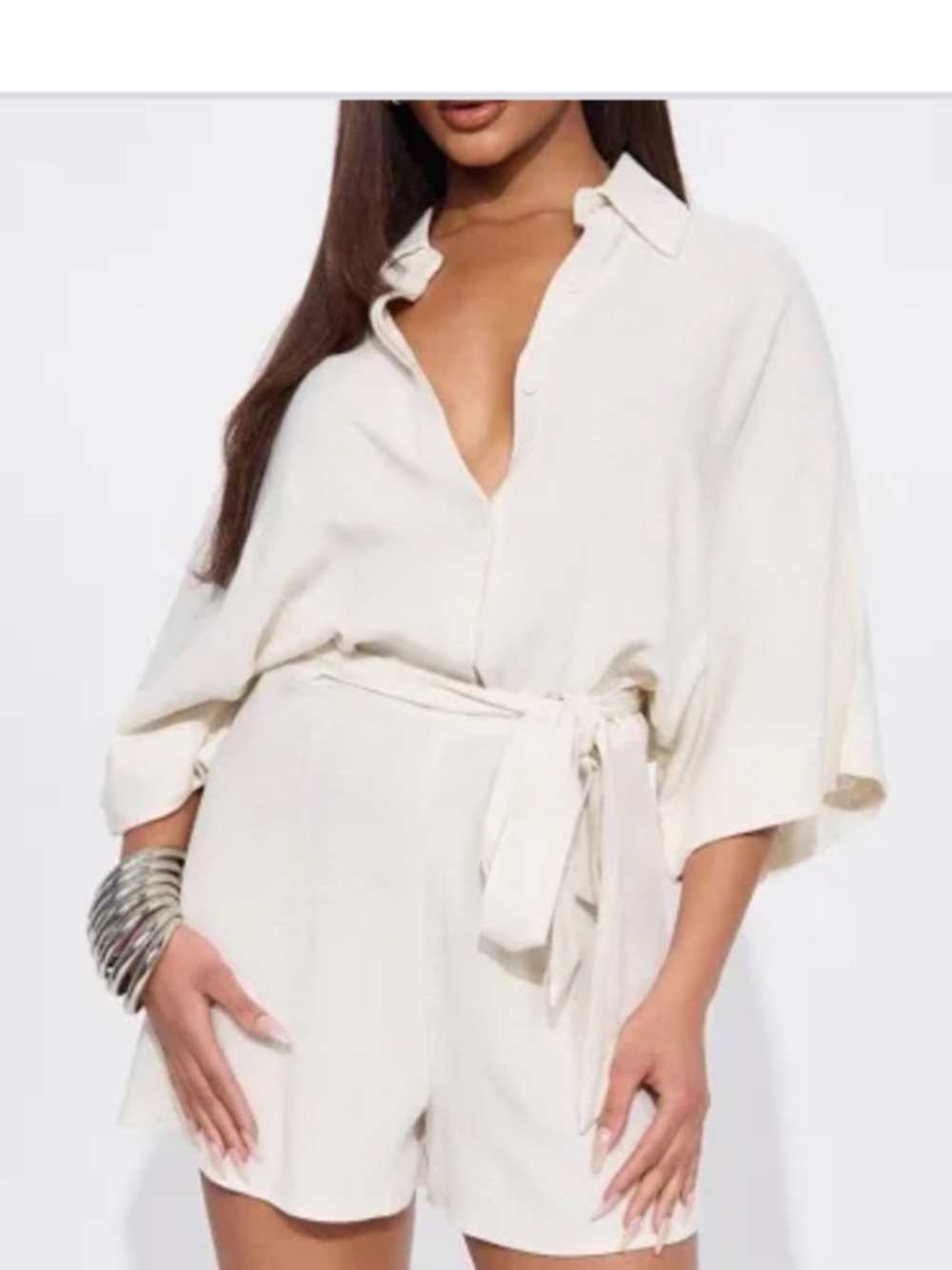 Dark Beige Belted Short Romper size xl